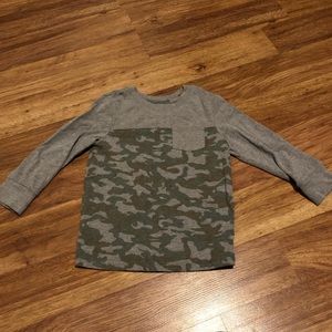 Cat and jack gray and camo long sleeve shirt